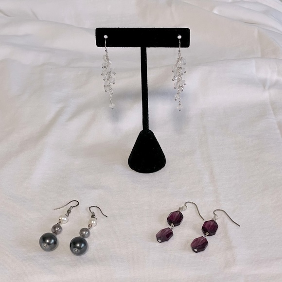 handmade Jewelry - Lot of 3 new pairs of handmade earrings Swarovski crystals and sterling silver